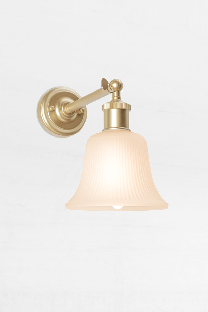 Classic bell shaped shade on long gold brass 