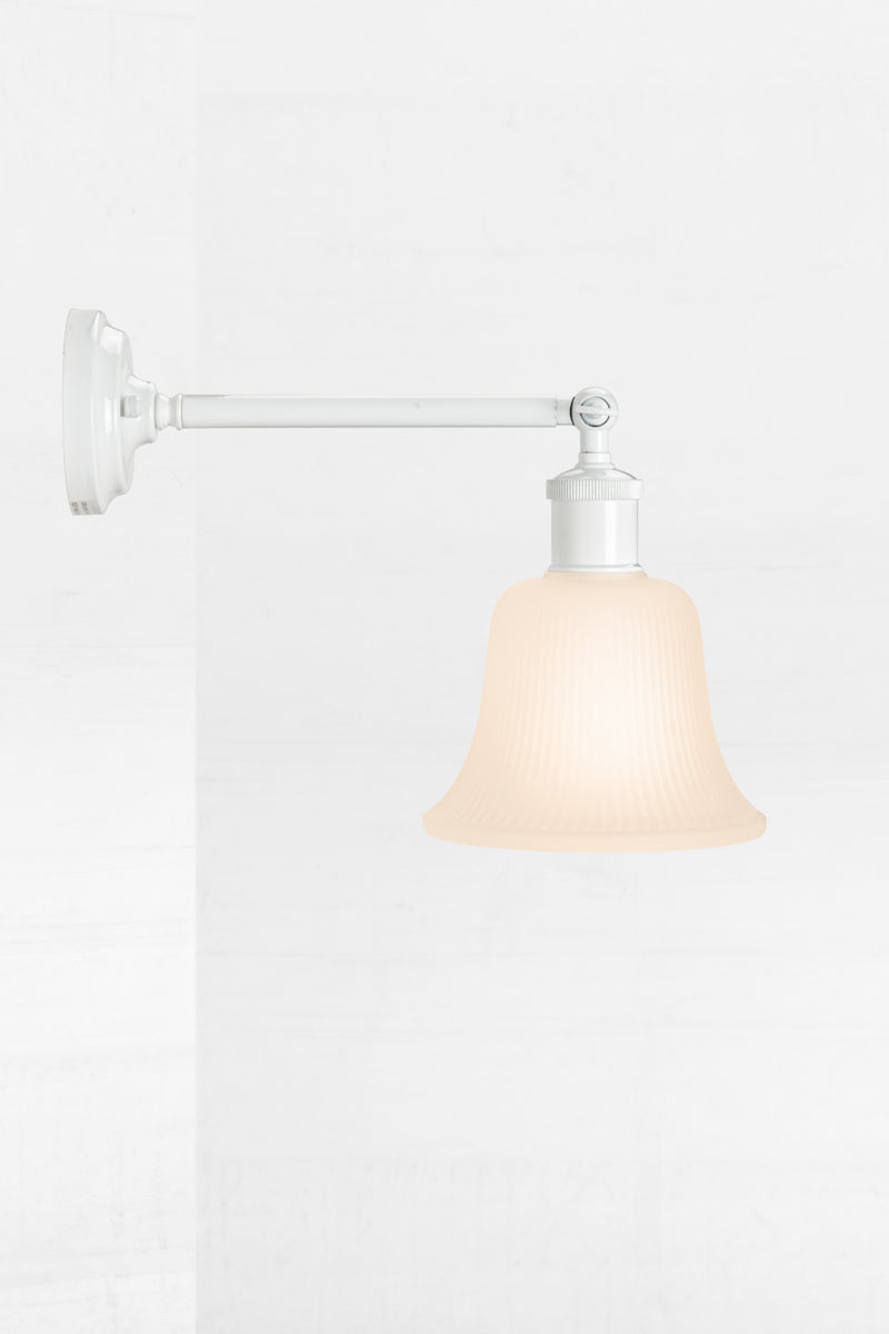 Classic bell shaped shade on white long arm