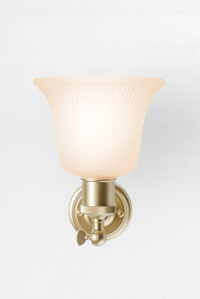 Classic bell shaped shade on gold brass 