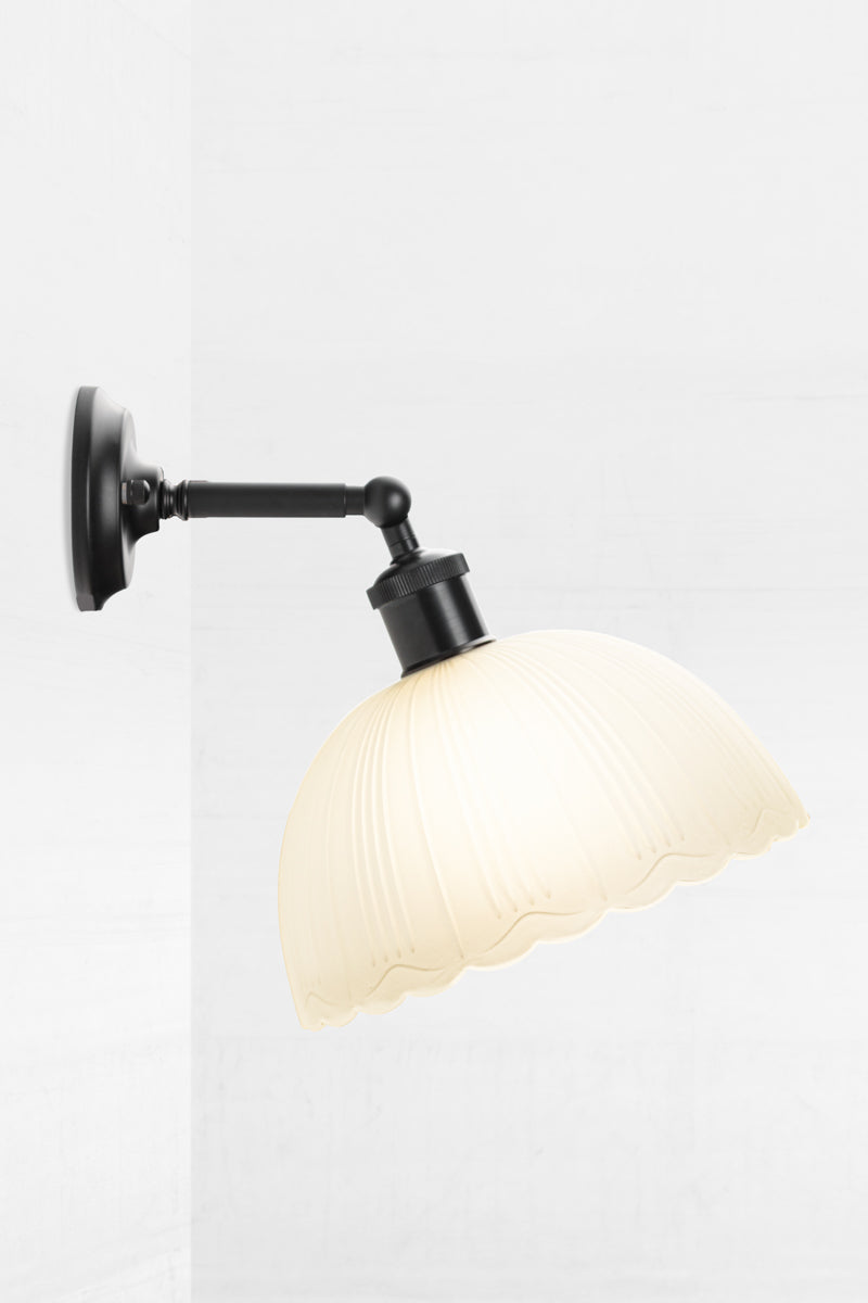 short arm with tilting ability for the dome frost glass shade and scalloped edging