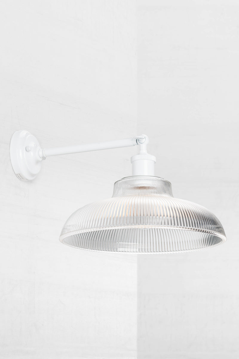 Sur Glass with White Swivel Arm Wall Light