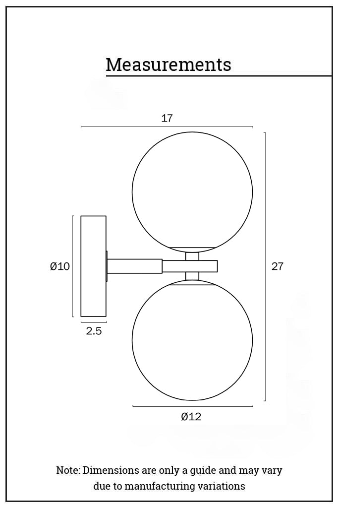 Double up/down lampholder wall light dimension illustration. 