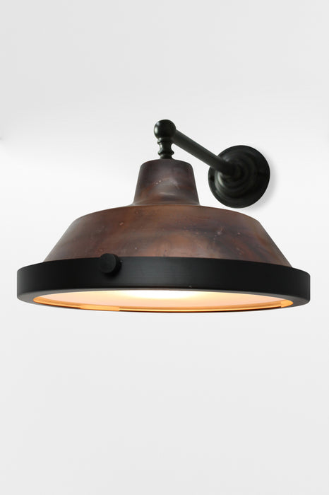 Rustic copper farmhouse wall light with glass cover