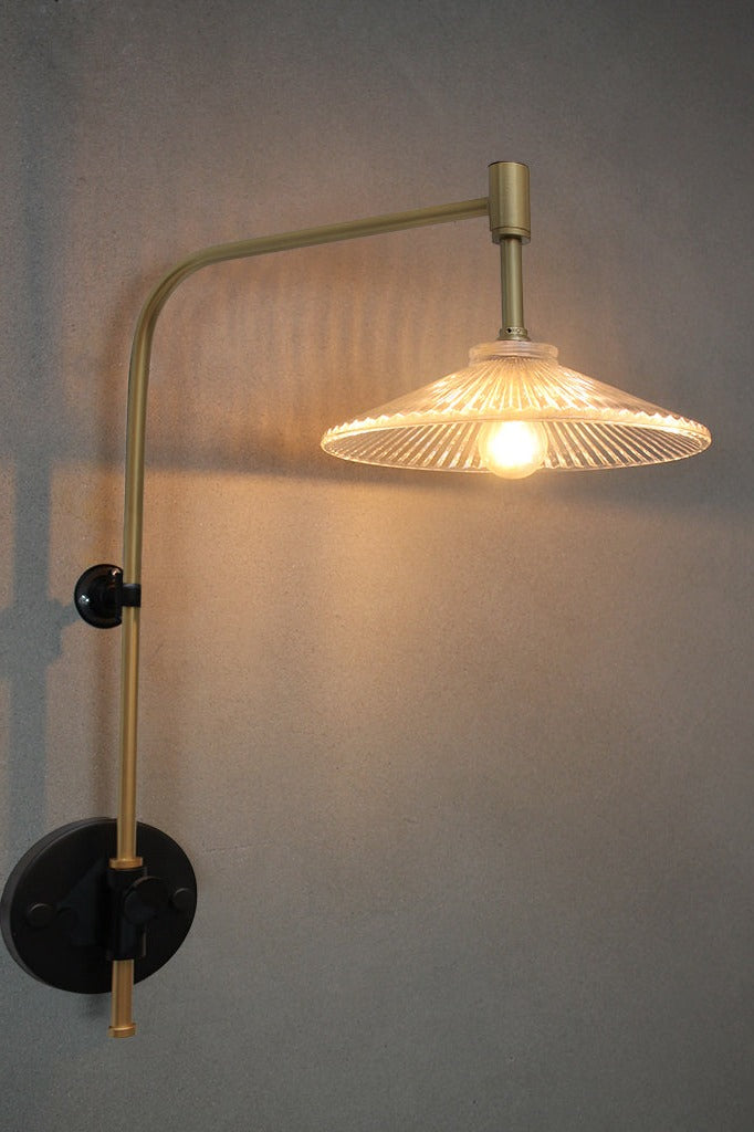 Plymouth Glass Wall Lamp in gold brass finish