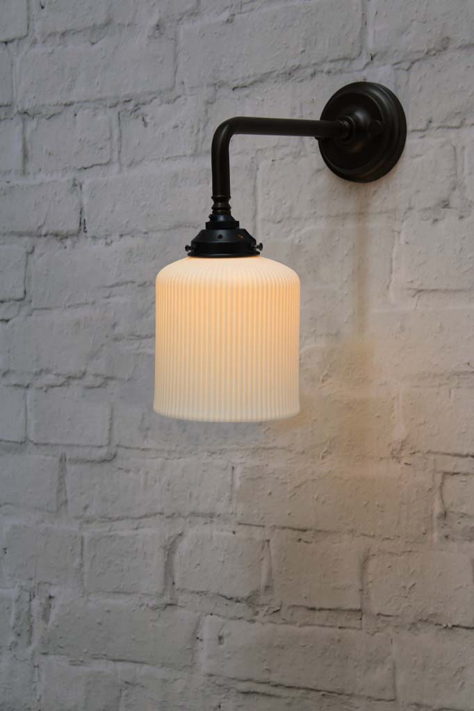 Portofino Ribbed Ceramic 90 Degree Wall Light in black