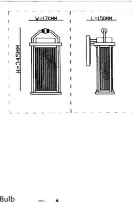 Macquarie Ribbed Glass Exterior Wall Lantern measurements