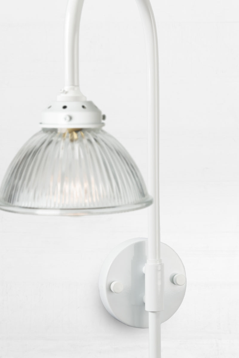 Como Plain shade with white Shepard Hook Swivel Arm Wall Light