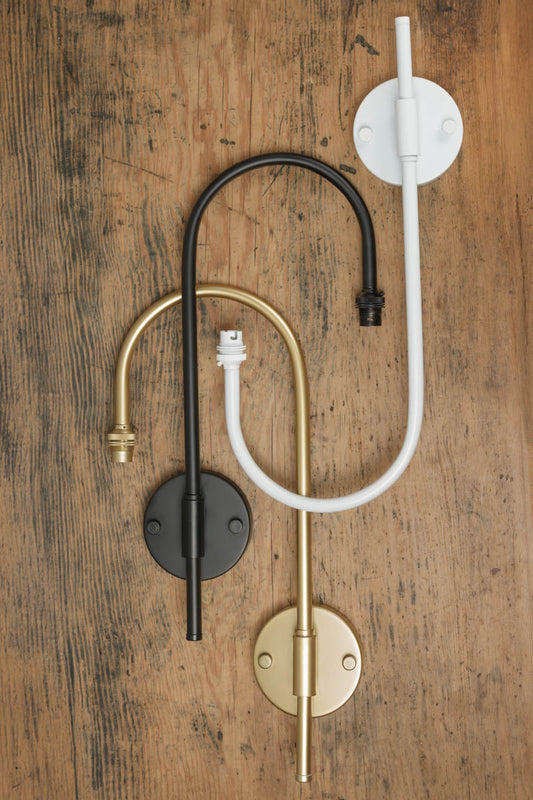 Shepherd Hook Swivel Arm Wall Light - B22 in black, white and gold/brass finishes