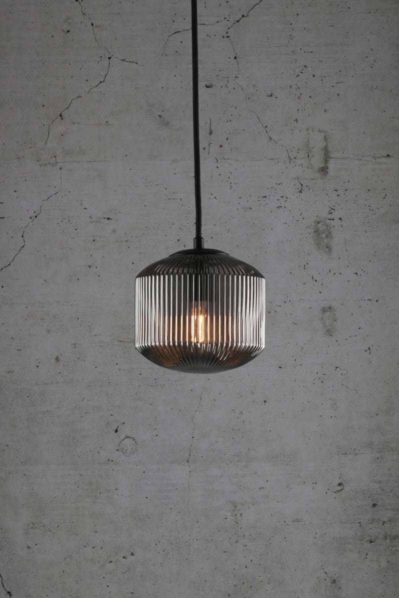 Steller Reeded Glass Light Pendant grey