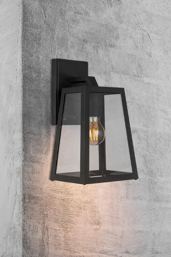 Black large outdoor light brightening exterior areas