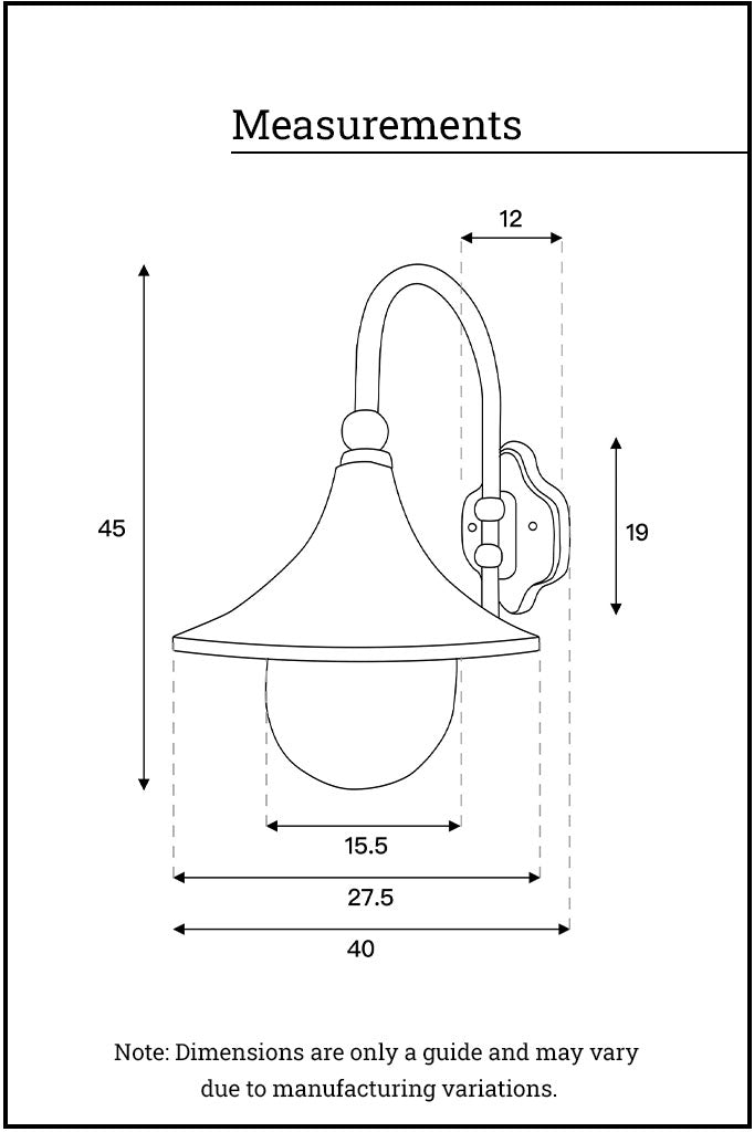 measurements of the wall light