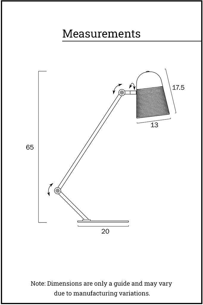 measurements of the table lamp