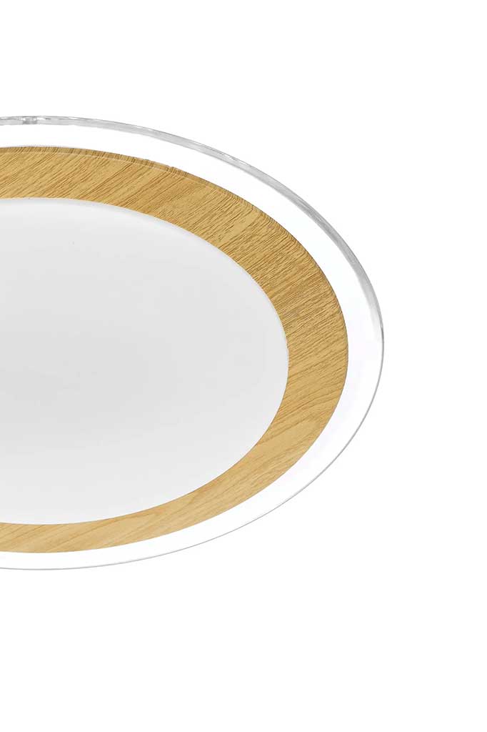 Hollis LED CCT Ceiling Light close up of oak white