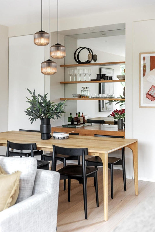 Steller Reeded Glass Pendant over dining table