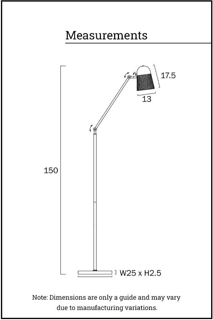 measurements of floor lamp