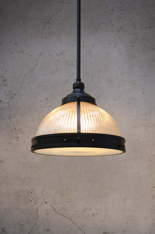 Ribbed glass pendant light