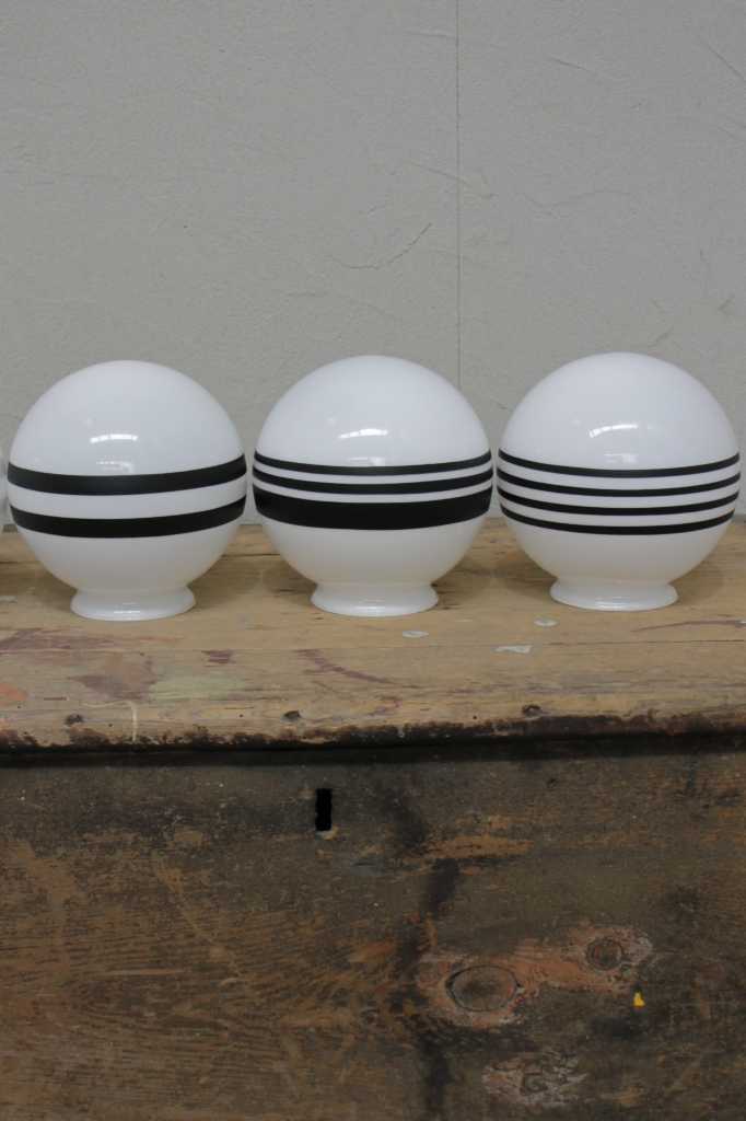 hand painted stipes on glass 3 different ball shades