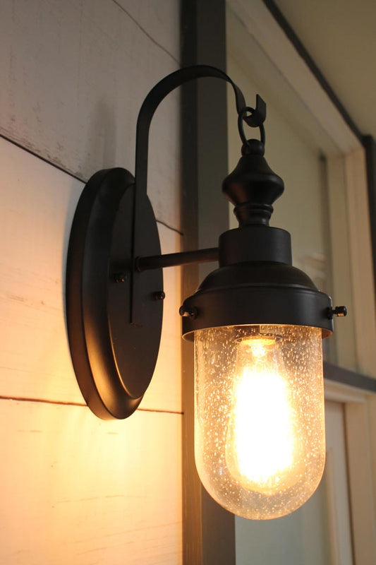 Steel wall light in a black finish