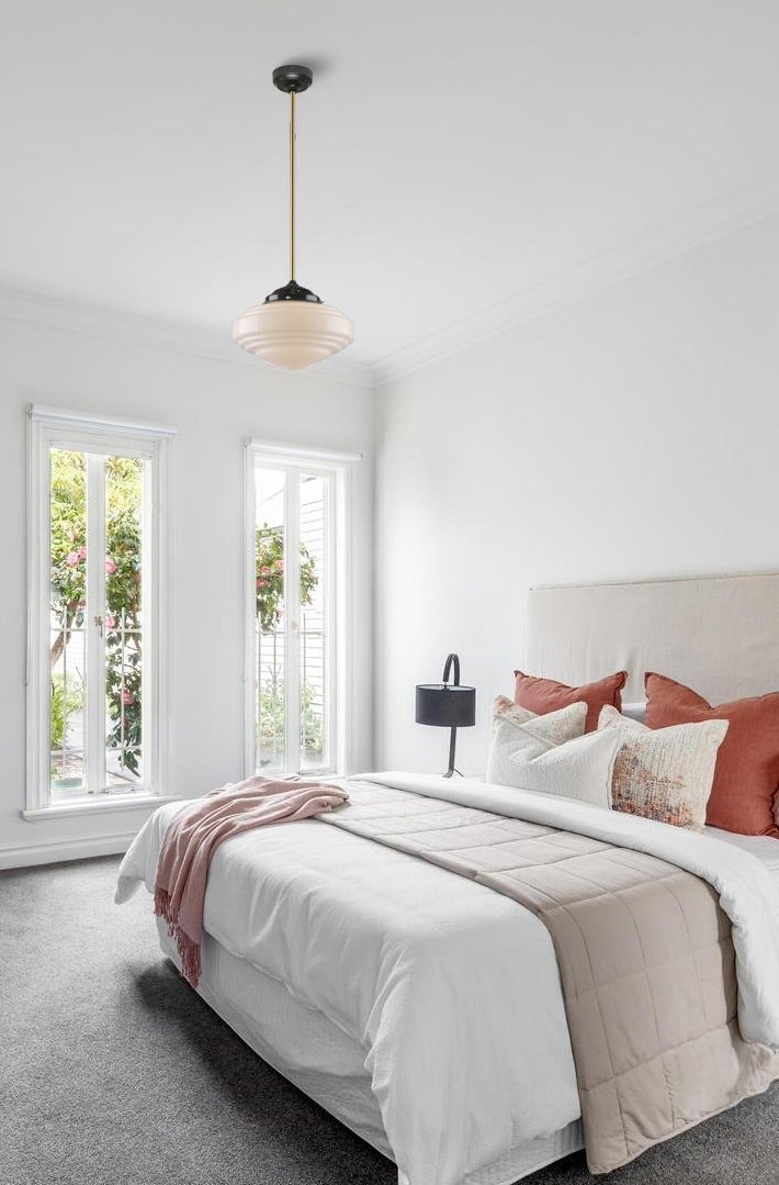 Coloma Schoolhouse Pole Pendant in bedroom