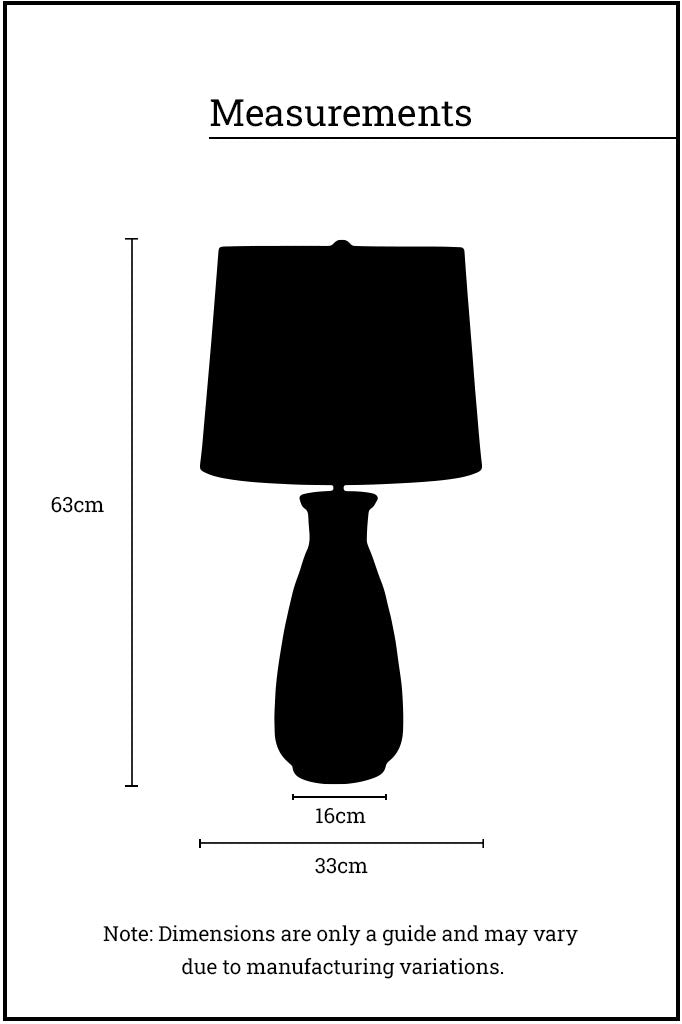 Measurements of ceramic table lamp