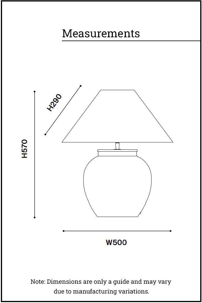 measurements of the table lamp