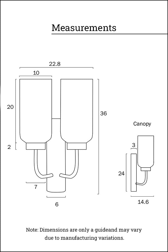 Boucherie Glass Wall Light measures