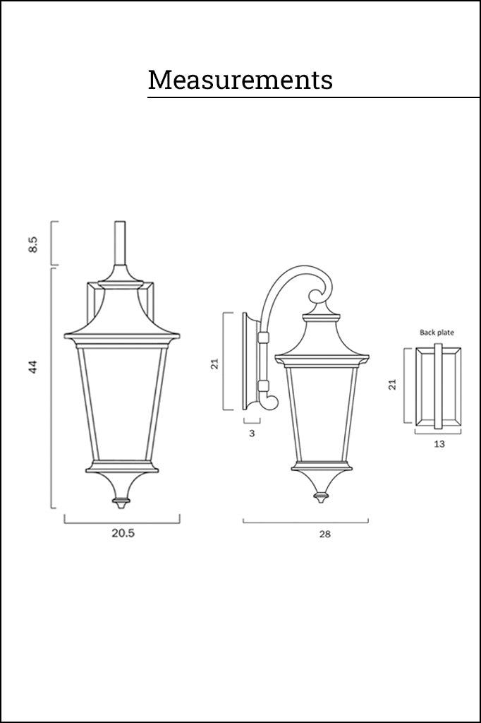 Irving Outdoor Wall Light Measurements