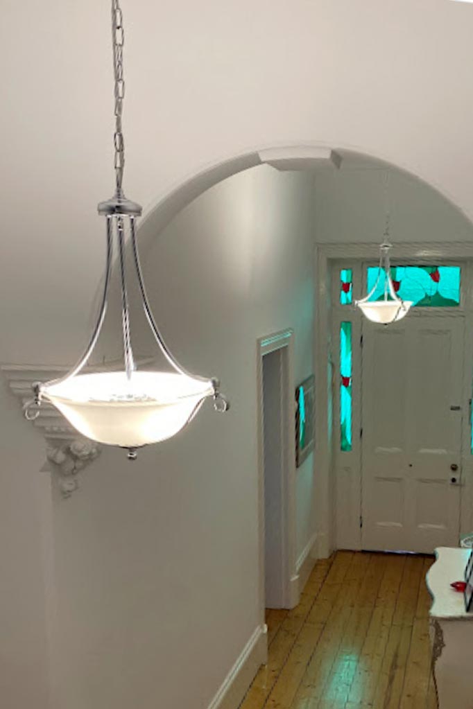 Mandeville Glass Pendant Light in hallway