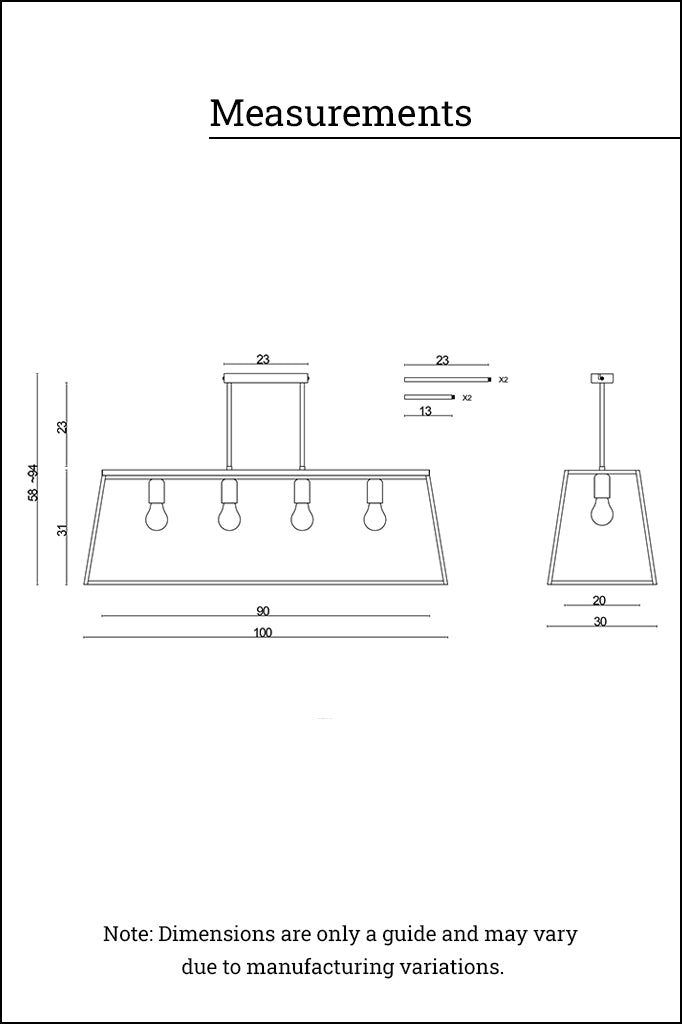 Broadview Glass Pendant Light Measurements