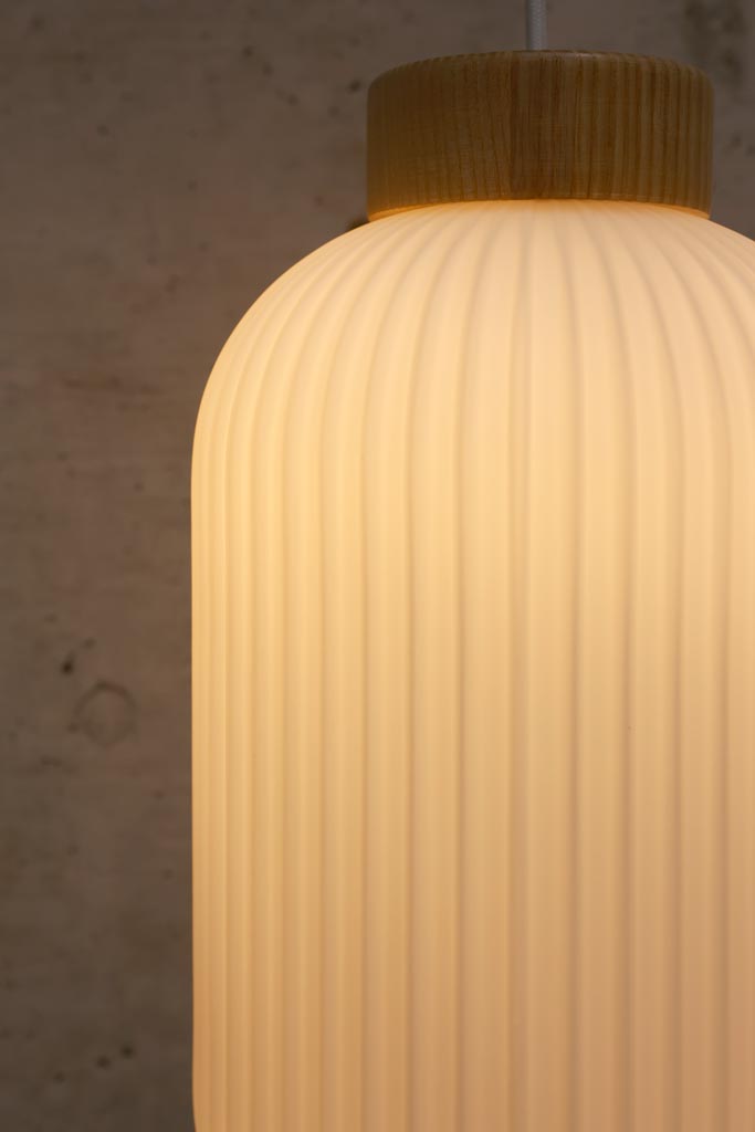 detailing of glass ribbed on Dane Ribbed Glass Pendant Light