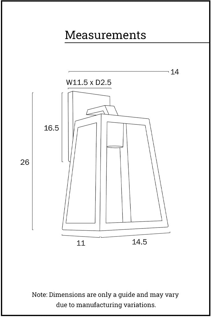 measurements of small wall light