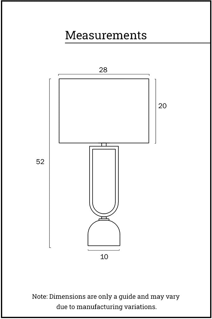 measurements of the table lamp