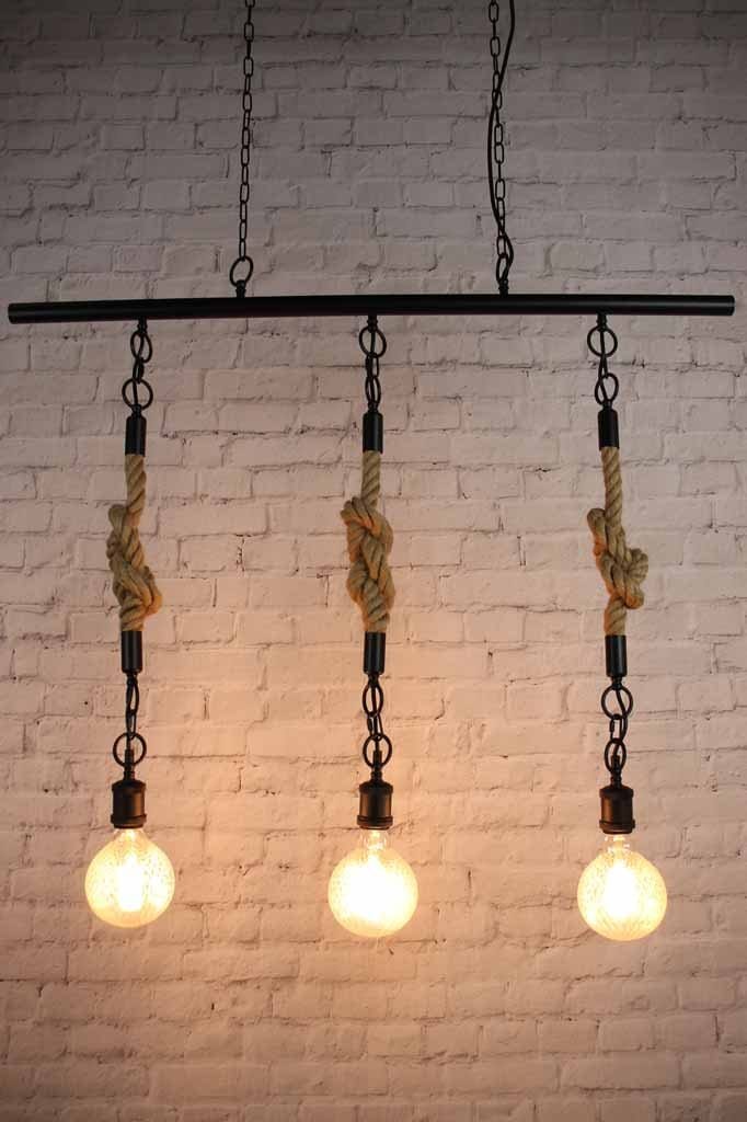 2 trio statement exposed bulb pendant lighting rope chain suspension black