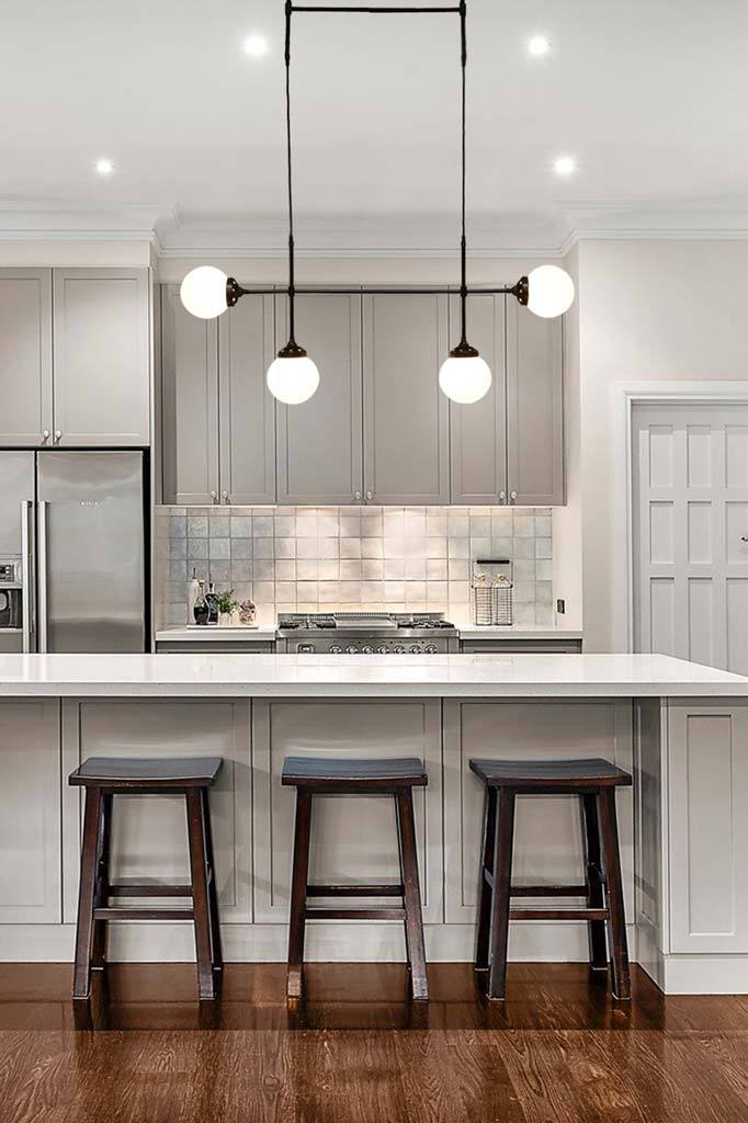 Glass pendants over on sale kitchen island