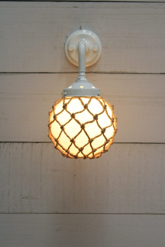 90 degree white wall light with small opal shade