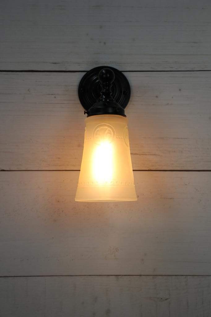 Acid frost glass wall light with matt black wall sconce