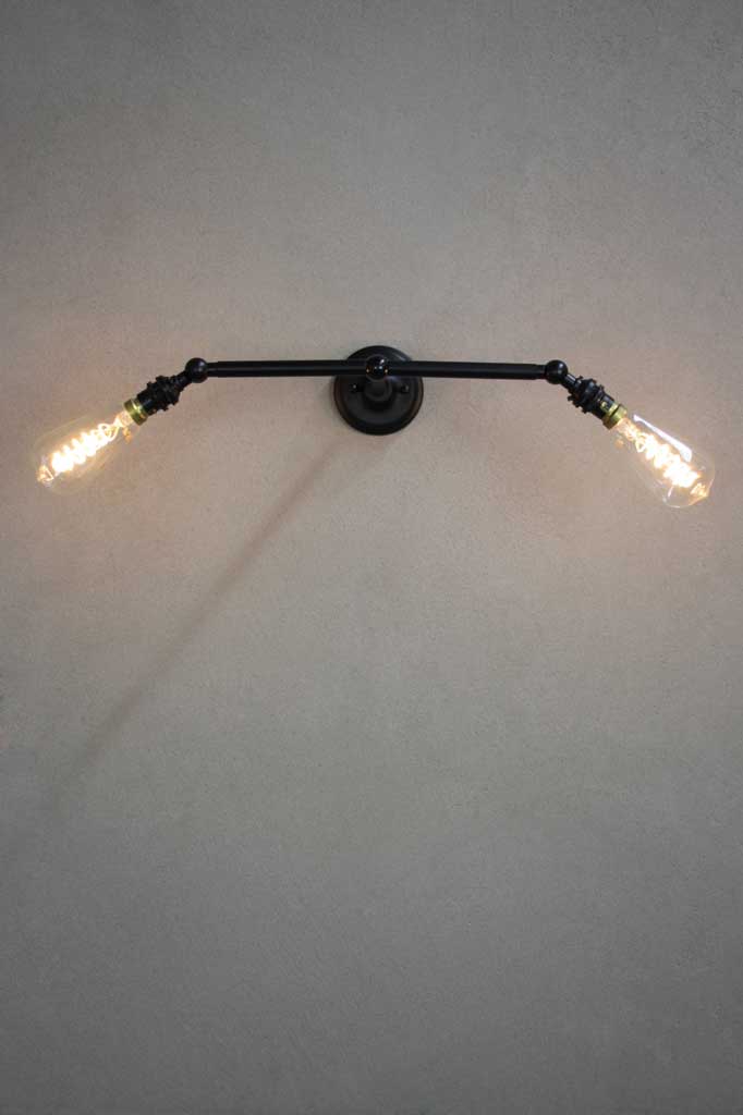 Adjustable B22 black double arm sconce