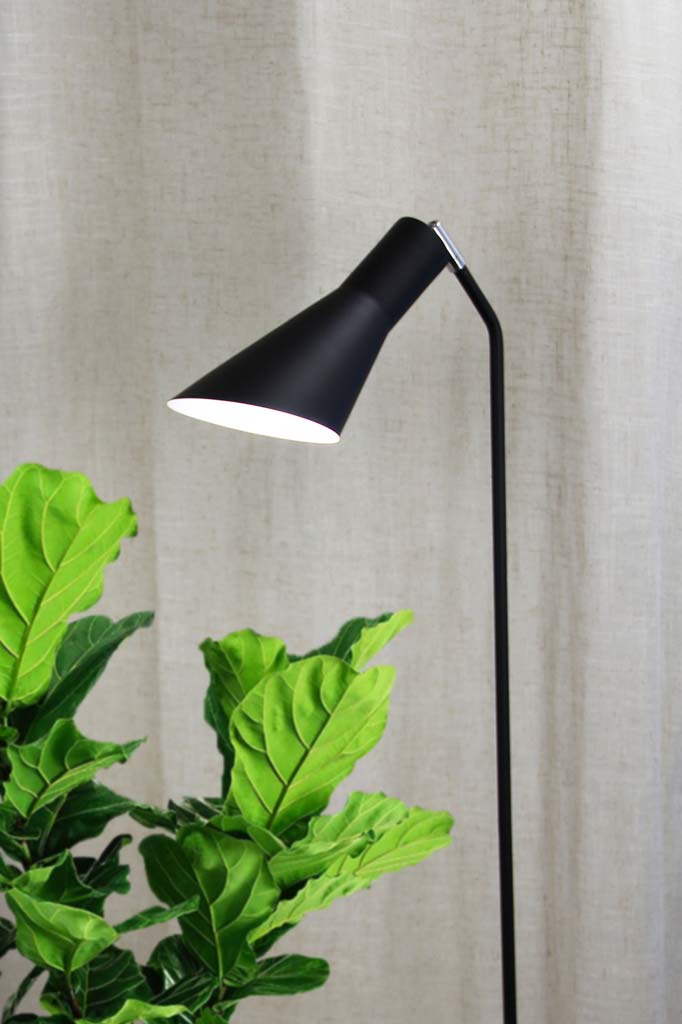 Black floor lamp with adjustable shade