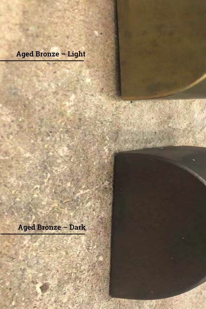 Aged bronze finishes