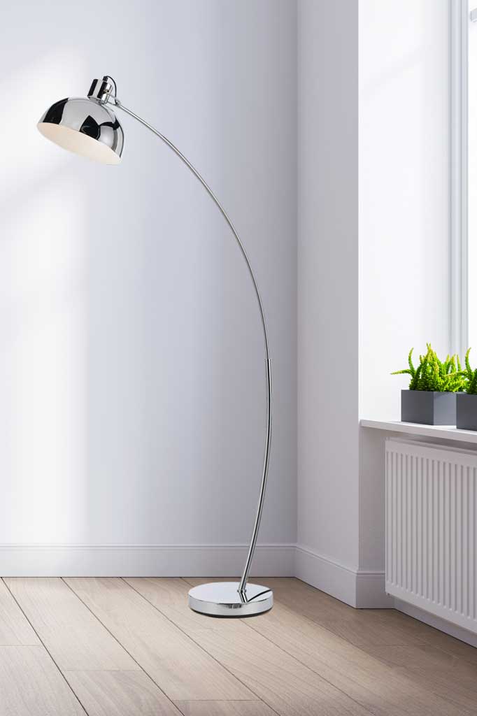 Silver arc floor lamp