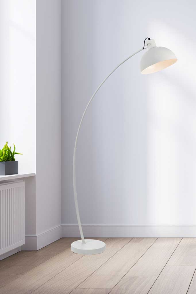 White arc floor lamp