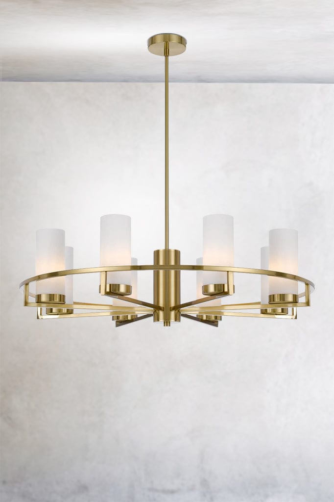 austin 8 light brass chandelier