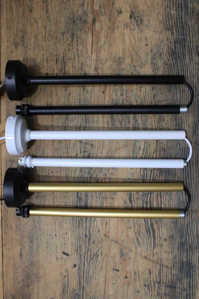 suspension poles in three finishes