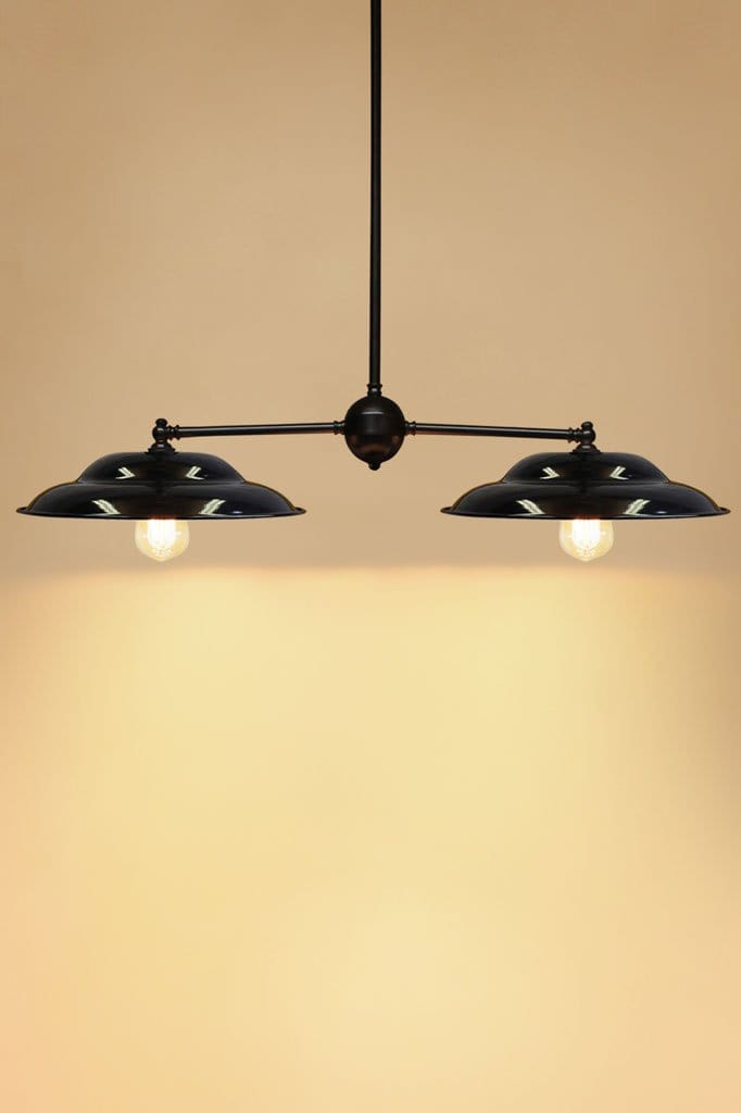 Barn light two arm pendant black