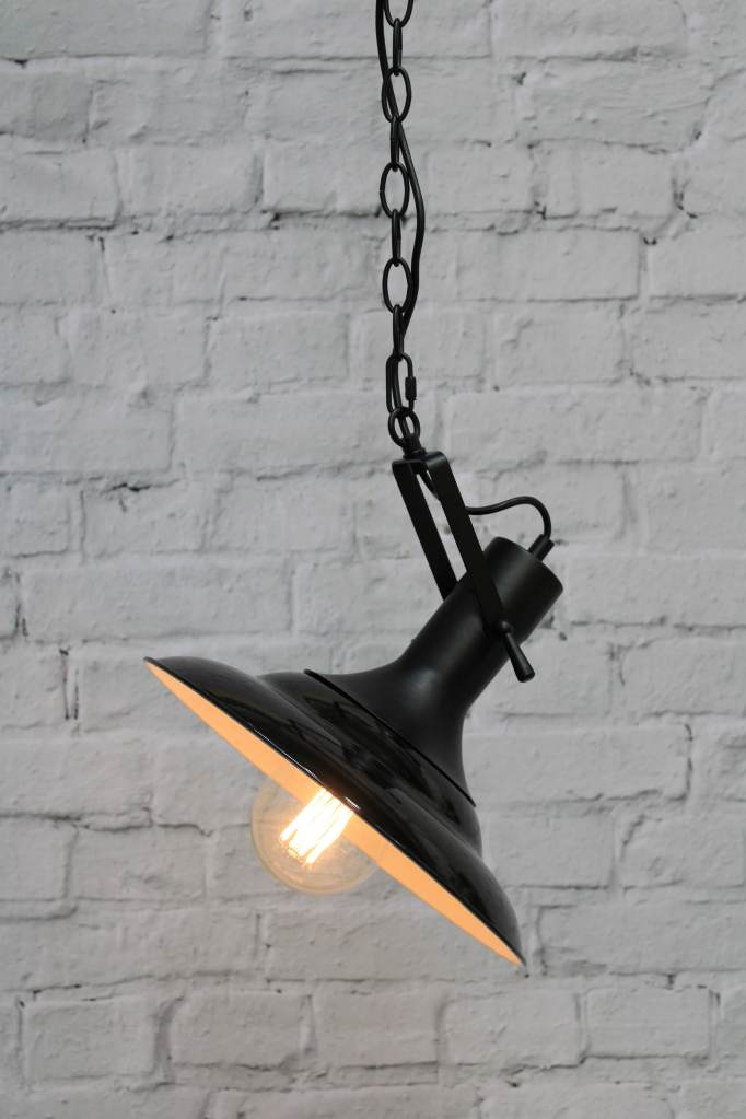 Tiltable pendant light with black enamelled shade