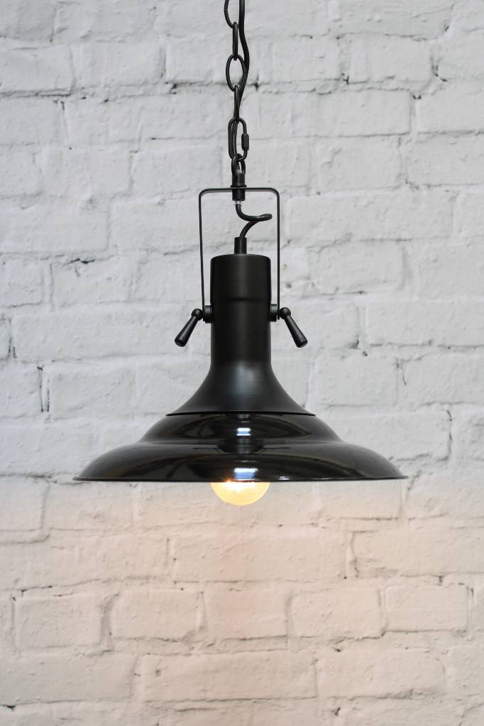 Tiltable pendant light with black enamelled shade