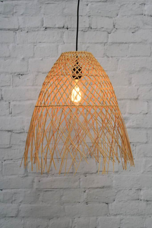 Natural rattan basket shade pendant light