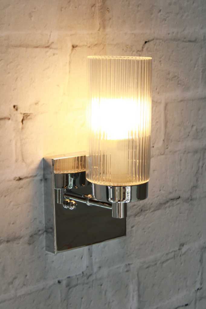 Berclair Ribbed Glass Vanity Wall Light chrome one light