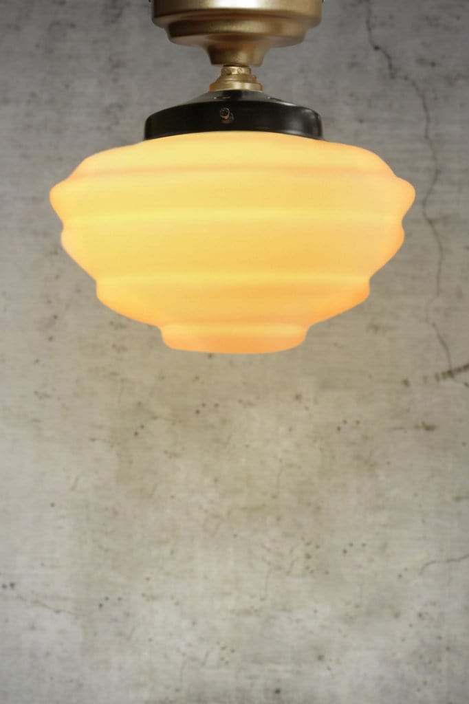 Opal glass ceiling light with gold/brass batten holder