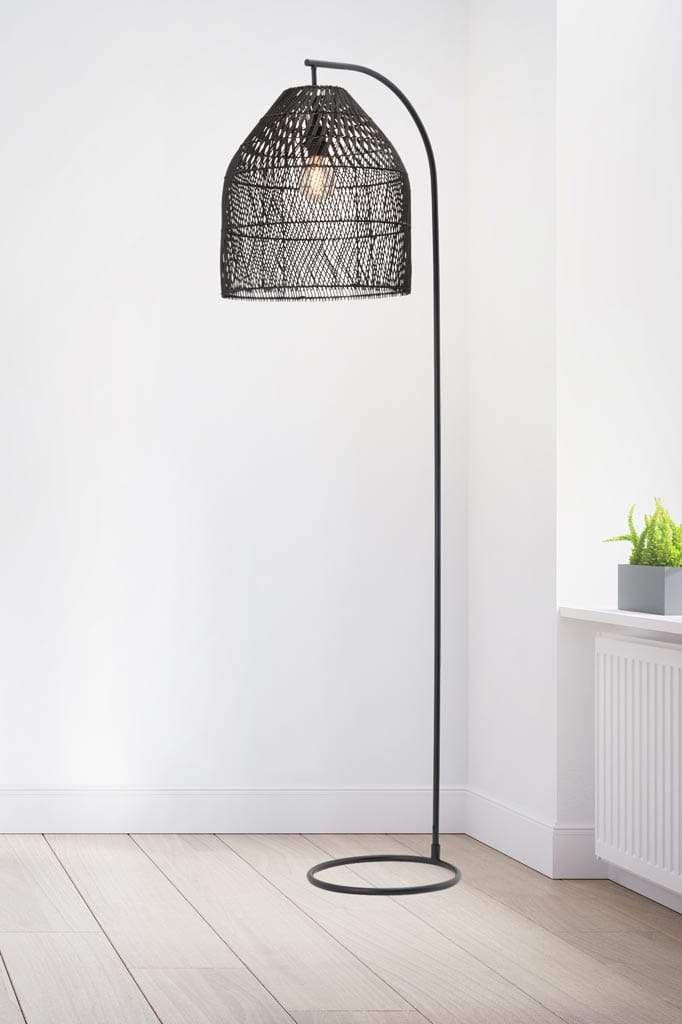 Black Rattan Floor Lamp